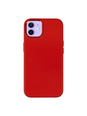 Apple İphone 12 Kılıf Asya Deri Silikon - Kırmızı