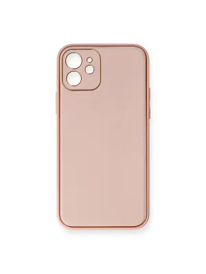 Apple İphone 12 Kılıf Coco Deri Silikon Kapak - Pembe