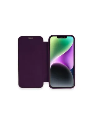Apple İphone 12 Kılıf Dolpin Kapaklı - Derin Mor