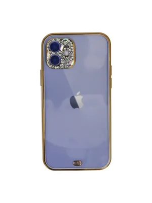 Apple İphone 12 Kılıf Liva Taşlı Silikon - Mor
