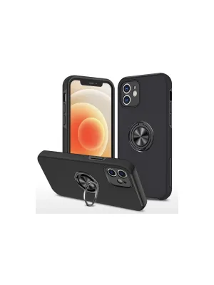 Apple İphone 12 Mini Kılıf Elit Yüzüklü Kapak - Siyah