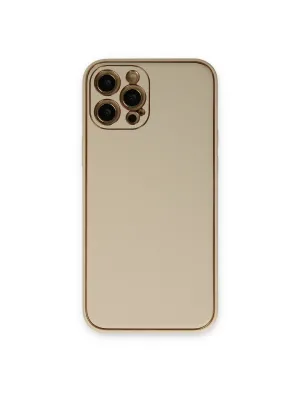 Apple İphone 12 Pro Kılıf Coco Deri Silikon Kapak - Gold