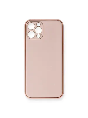 Apple İphone 12 Pro Kılıf Coco Deri Silikon Kapak - Pembe