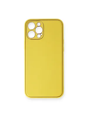 Apple İphone 12 Pro Kılıf Coco Deri Silikon Kapak - Sarı