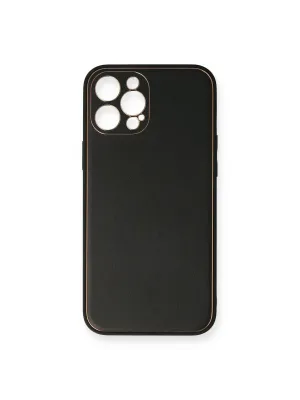 Apple İphone 12 Pro Kılıf Coco Deri Silikon Kapak - Siyah
