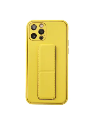 Apple İphone 12 Pro Kılıf Coco Deri Standlı Kapak - Sarı