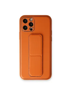 Apple İphone 12 Pro Kılıf Coco Deri Standlı Kapak - Turuncu
