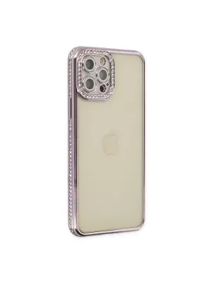 Apple İphone 12 Pro Kılıf Joke Taşlı Silikon - Mor