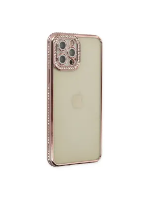 Apple İphone 12 Pro Kılıf Joke Taşlı Silikon - Pembe