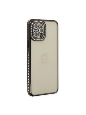 Apple İphone 12 Pro Kılıf Joke Taşlı Silikon - Siyah