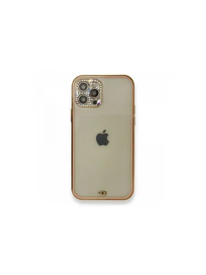 Apple İphone 12 Pro Kılıf Liva Taşlı Silikon - Pembe