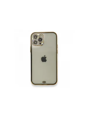 Apple İphone 12 Pro Kılıf Liva Taşlı Silikon - Siyah