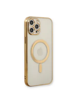 Apple İphone 12 Pro Kılıf Magneticsafe Lazer Silikon - Gold