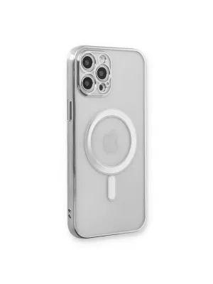 Apple İphone 12 Pro Kılıf Magneticsafe Lazer Silikon - Gümüş