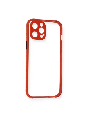 Apple İphone 12 Pro Kılıf Miami Şeffaf Silikon - Kırmızı