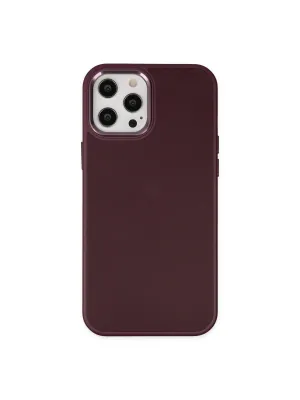 Apple İphone 12 Pro Max Kılıf Asya Deri Silikon - Mürdüm