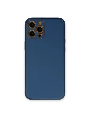 Apple İphone 12 Pro Max Kılıf Coco Deri Silikon Kapak - Açık Mavi