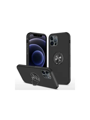 Apple İphone 12 Pro Max Kılıf Elit Yüzüklü Kapak - Siyah