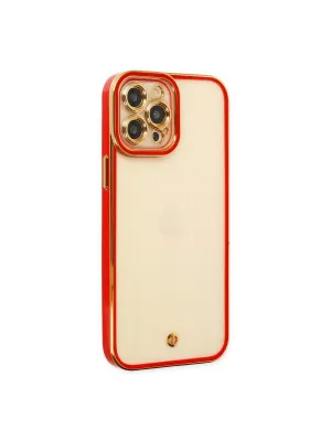 Apple İphone 12 Pro Max Kılıf Liva Lens Silikon - Kırmızı