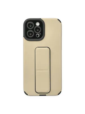 Apple İphone 12 Pro Max Kılıf Mega Standlı Silikon - Gold
