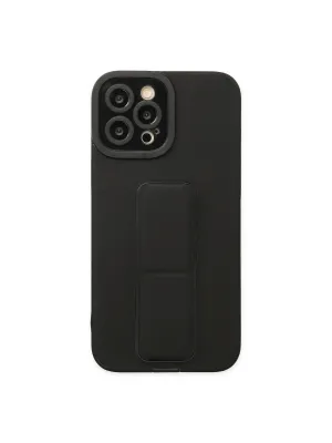 Apple İphone 12 Pro Max Kılıf Mega Standlı Silikon - Siyah