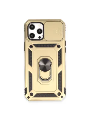 Apple İphone 12 Pro Max Kılıf Pars Lens Yüzüklü Silikon - Gold