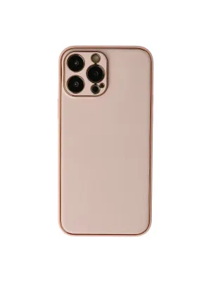 Apple İphone 13 Pro Kılıf Coco Deri Silikon Kapak - Pudra