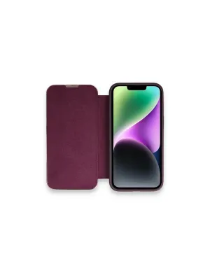 Apple İphone 13 Pro Kılıf Dolpin Kapaklı - Derin Mor