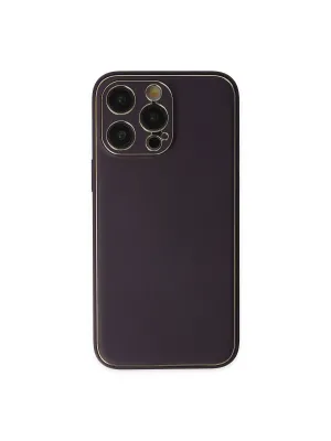 Apple İphone 13 Pro Max Kılıf Coco Deri Silikon Kapak - Derin Mor