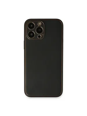 Apple İphone 13 Pro Max Kılıf Coco Deri Silikon Kapak - Siyah