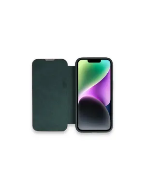Apple İphone 13 Pro Max Kılıf Dolpin Kapaklı - Koyu Yeşil