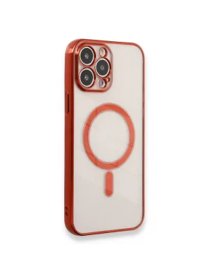 Apple İphone 13 Pro Max Kılıf Magneticsafe Lazer Silikon - Kırmızı