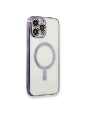 Apple İphone 13 Pro Max Kılıf Magneticsafe Lazer Silikon - Mor