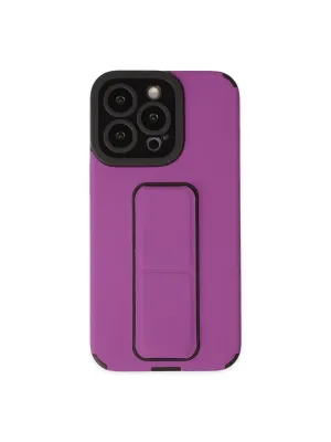 Apple İphone 13 Pro Max Kılıf Mega Standlı Silikon - Mor