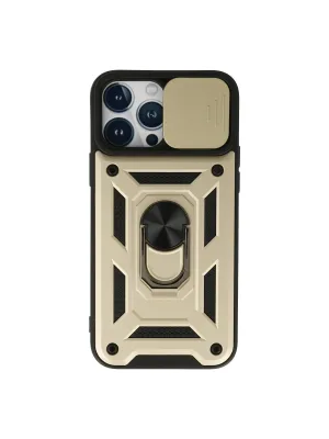 Apple İphone 13 Pro Max Kılıf Pars Lens Yüzüklü Silikon - Gold