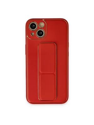 Apple İphone 14 Kılıf Coco Deri Standlı Kapak - Kırmızı
