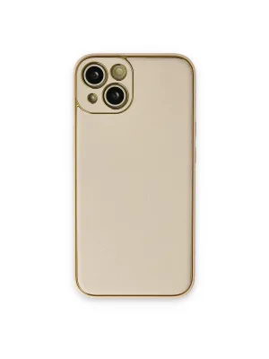 Apple İphone 14 Plus Kılıf Coco Deri Silikon Kapak - Gold