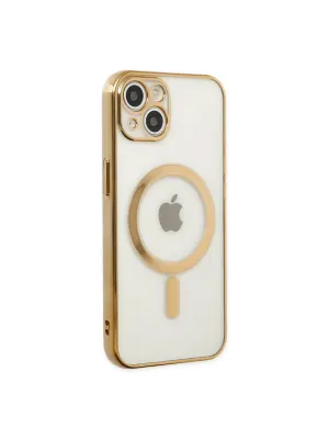 Apple İphone 14 Plus Kılıf Magneticsafe Lazer Silikon - Gold