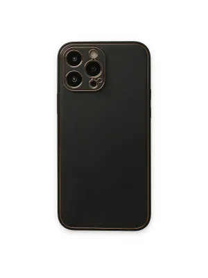Apple İphone 14 Pro Kılıf Coco Deri Silikon Kapak - Siyah
