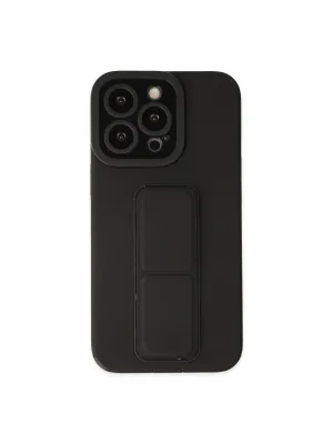 Apple İphone 14 Pro Kılıf Mega Standlı Silikon - Siyah