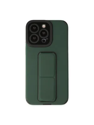 Apple İphone 14 Pro Kılıf Mega Standlı Silikon - Yeşil