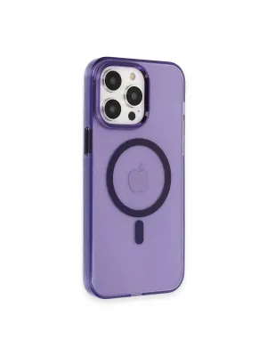 Apple İphone 14 Pro Max Kılıf Tron Şeffaf Magsafe Kapak - Derin Mor