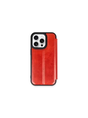 Apple İphone 15 Pro Max Kılıf Flip Cover - Kırmızı
