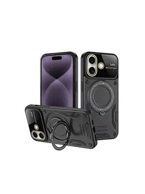 Apple İphone 16 Kılıf Joy Lens Standlı Kapak - Siyah