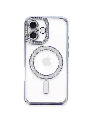 Apple İphone 16 Plus Kılıf Joke Simli Magneticsafe Kılıf - Mavi