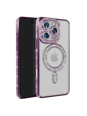 Apple İphone 16 Pro Max Kılıf Joke Simli Magneticsafe Kılıf - Derin Mor