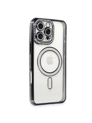 Apple İphone 16 Pro Max Kılıf Joke Simli Magneticsafe Kılıf - Gri