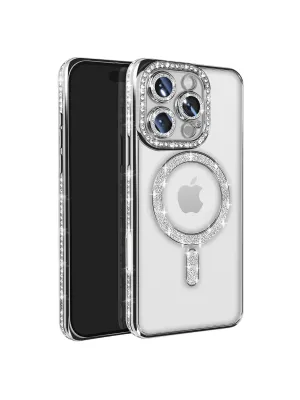 Apple İphone 16 Pro Max Kılıf Joke Simli Magneticsafe Kılıf - Gümüş