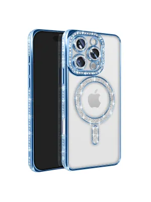 Apple İphone 16 Pro Max Kılıf Joke Simli Magneticsafe Kılıf - Mavi