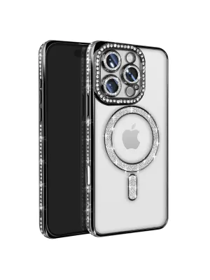 Apple İphone 16 Pro Max Kılıf Joke Simli Magneticsafe Kılıf - Siyah